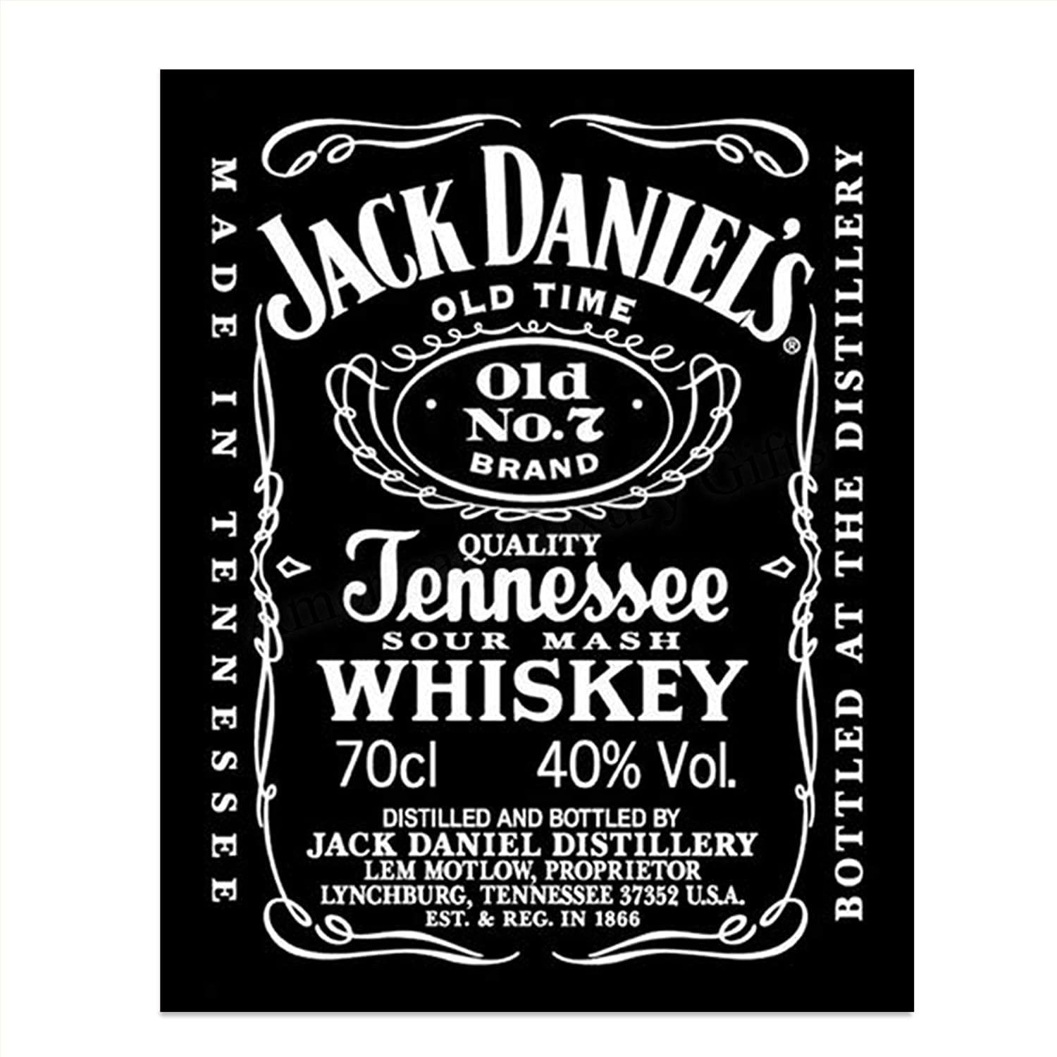 Jack Daniels Whiskey Label- Wall Art Sign- 8 x 10