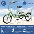 thumbnail image 3 of FICISOG 16" Kids Trike Tricycle for Boys, 1-Speed 3 Wheel Bikes for Beginner Riders, Child Cruiser Bike with Adjustable Height and Rear Basket, 3 of 9