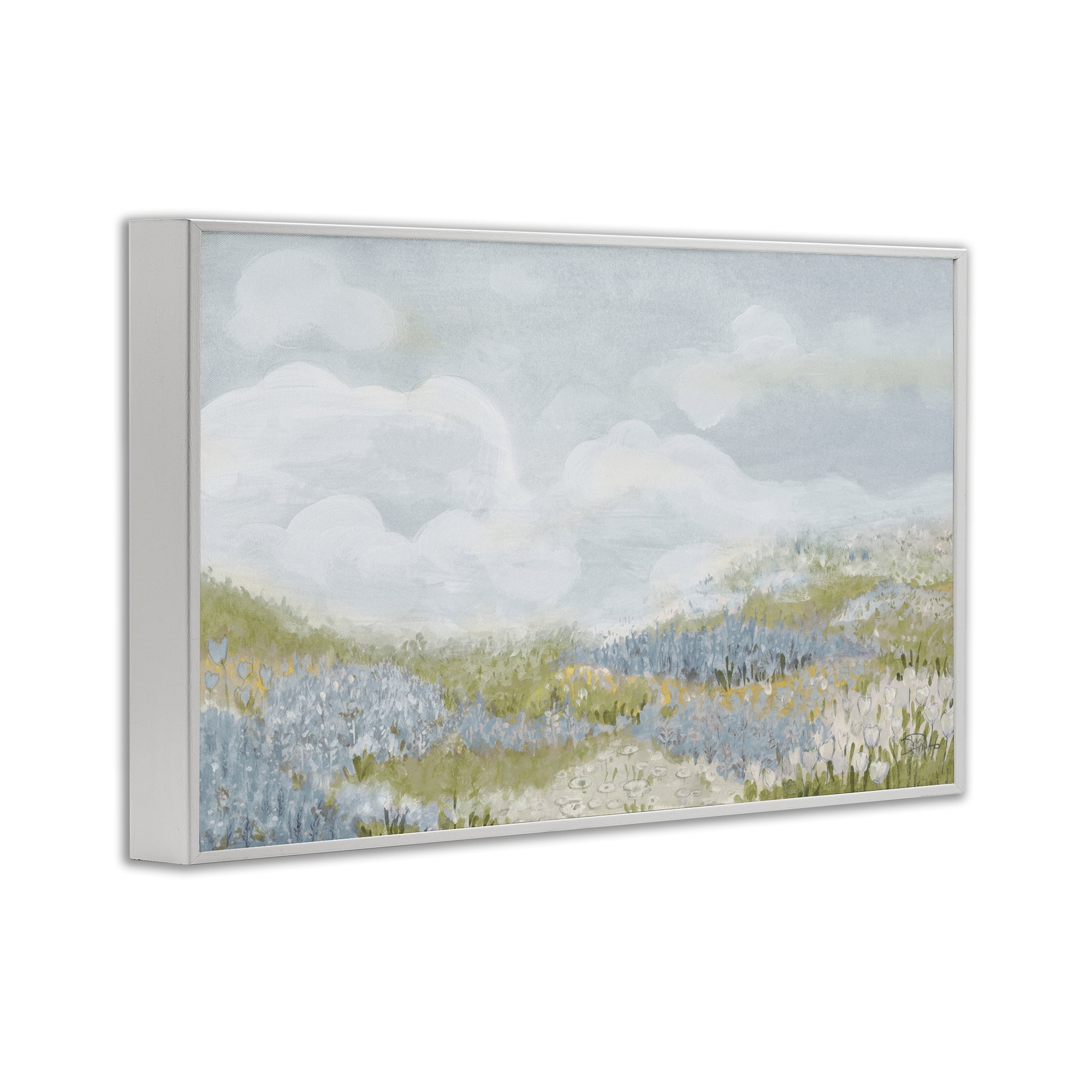 Stupell Industries Blue Floral Meadow White Framed Giclee Art, design by Patricia Pinto