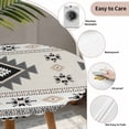 thumbnail image 5 of Gray Beige Boho Round Fitted Tablecloth with Elastic Edge, Waterproof Table Cloth Table Cover for 55"-60" Tables, Ethnic Tribe Southwestern Vintage Tablecloths for Dining Picnic Indoor Outdoor, 5 of 9