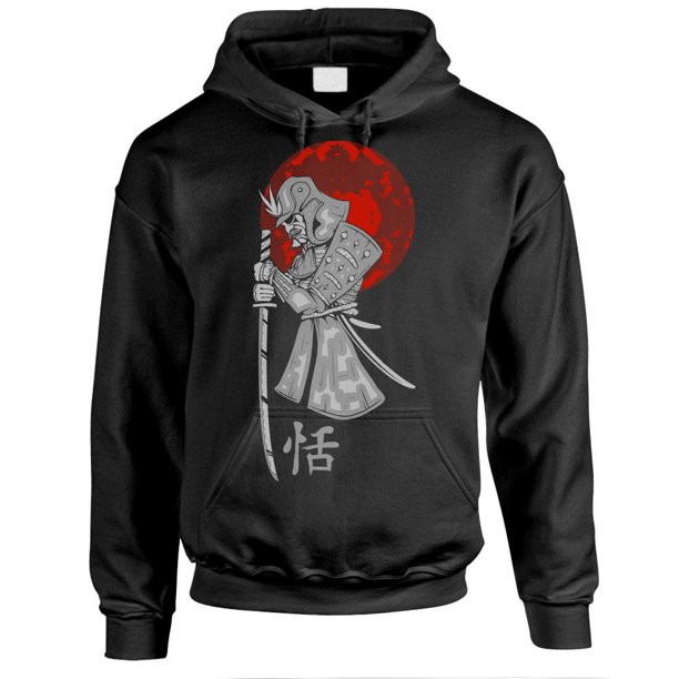 Samurai Blood Moon Pullover Hoodie Black Large Walmart Com