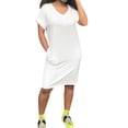 thumbnail image 2 of asdoklhq Womens Plus Size Clearance Dresses,Women's Solid Casual Women Short Sleeve V-Neck Pockets Ladies Dress, 2 of 6