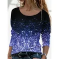 thumbnail image 5 of Camiseta elegante con estampado de flores para mujer, ropa de manga larga, holgada, informal, con cuello redondo, para otoño e invierno, 2023, 5 of 5