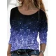 thumbnail image 5 of Camiseta elegante con estampado de flores para mujer, ropa de manga larga, holgada, informal, con cuello redondo, para otoño e invierno, 2023, 5 of 5