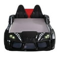 thumbnail image 2 of Furniture of America Race Car Twin Plastic Toddler Bed with LED Lights & Sound Effects, Black, 2 of 11