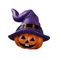 thumbnail image 4 of Figuras de calabaza de resina con sombrero de bruja, divertida decoración de Halloween. Violeta Izquierda, 4 of 9