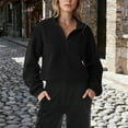 thumbnail image 7 of Womens Half Zip Fleece Pullover Long Sleeve Oversized Sherpa Sweatshirt Warm Zipper High Neck Fuzzy Sweater Tops (L, Black), 7 of 7