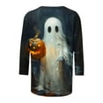 thumbnail image 5 of VKOYWKM 3/4 Length Sleeve Women Tops Cute Ghost Pumpkin Graphic Tees Fall Crew Neck Loose Spooky T Shirts Halloween Costume, 5 of 5