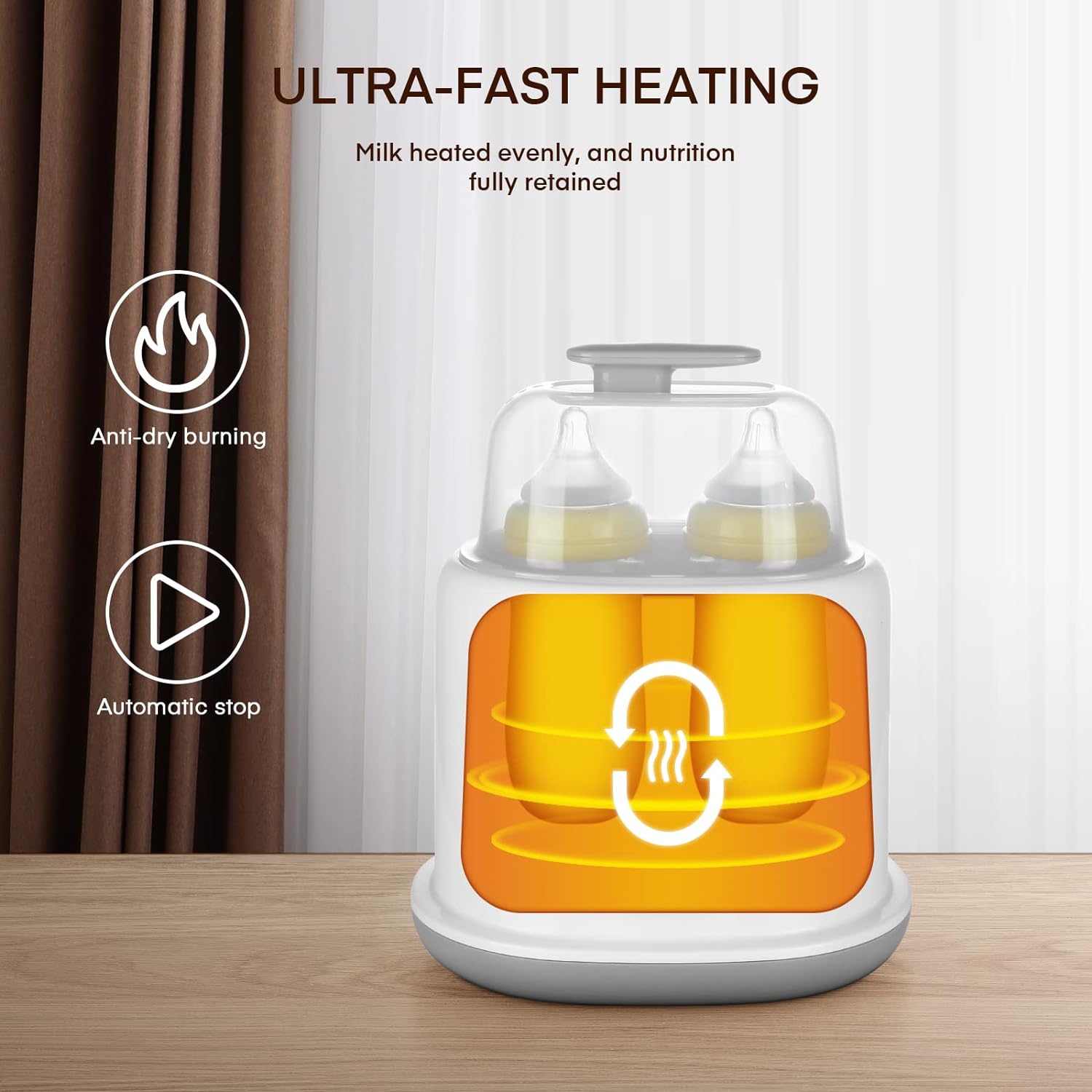 Baby Bottle Warmer 9-in-1 Multifuntion Breast Milk Warmer, Fast Baby Food Heater & Defrost Warmer with Timer for Twins, LCD Display Accurate Temperature Adjustment, 24H Constant Mode