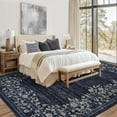 thumbnail image 4 of GlowSol Washable Area Rug 5' x 7' Modern Floral Border Rug Non Slip Non Shedding Throw Rugs for Dorm, Blue, 4 of 8