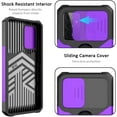 thumbnail image 3 of for Samsung A52 Case with Sliding Camera Cover Heavy Duty Protective Galaxy A52 Case with Card Holder Magnetic Rotate Ring Kickstand Phone Case for Samsung A52 5G/4G(Purple), 3 of 7