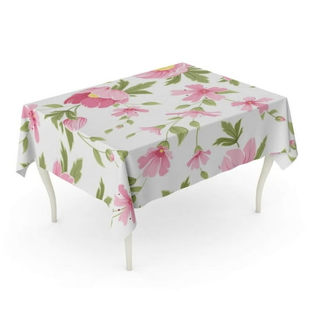 

SIDONKU Spring Flowers Pattern Hellebore Anemone and Gypsophila Babys Breath Tablecloth Table Desk Cover Home Party Decor 60x104 inch