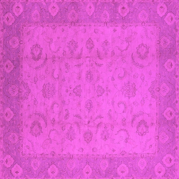 Ahgly Company Indoor Square Oriental Pink Industrial Area Rugs, 7' Square