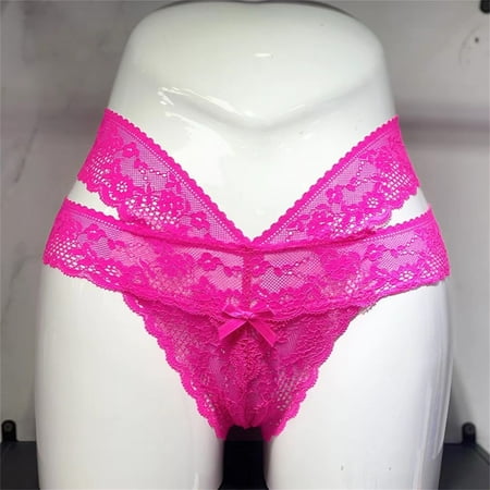 Pavied Cotton Underwear Thongs for Women Women Panties Thong Colors Optiont Lingerie Hollow Flowers Sides Lace Thong Panties Cheeky Underwear Lace Underwear Hot Pink L