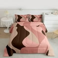 thumbnail image 2 of jejeloiu Minimalist Geometric Lines Twin Comforter Sets,Pink Wave Stripe Bedding Set For Kids Reversible 2 Pieces, 2 of 8