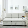 thumbnail image 6 of Corduroy Upholstered Sleeper Sectional Sofa with Storage Chaise, L-Shaped Modular Convertible Sofa Bed, Pull Out Couch Bed, Side Armrests with Cup Holders, USB Charging Port, Beige, 6 of 9
