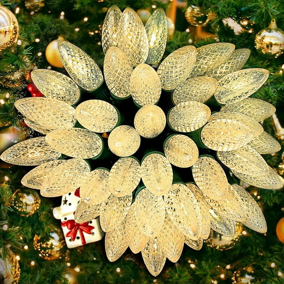 Nordic Hygge 100FT 50 LED Indoor Outdoor Christmas String Light for House Roof Patio Tree, Warm White