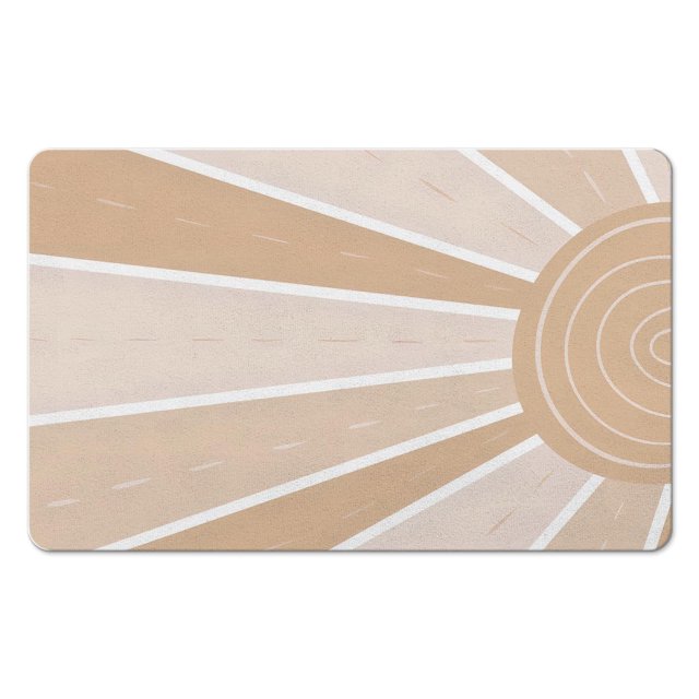 Non-Slip Retro Sun Boho Bath Mat - Colorful Half Circle, Soft Water Absorbent Fiber for Quick Drying, Cute Semi Round Rainbow Rug for Shower Room, Adds Charm to Your Bathroom, 20x32 inch