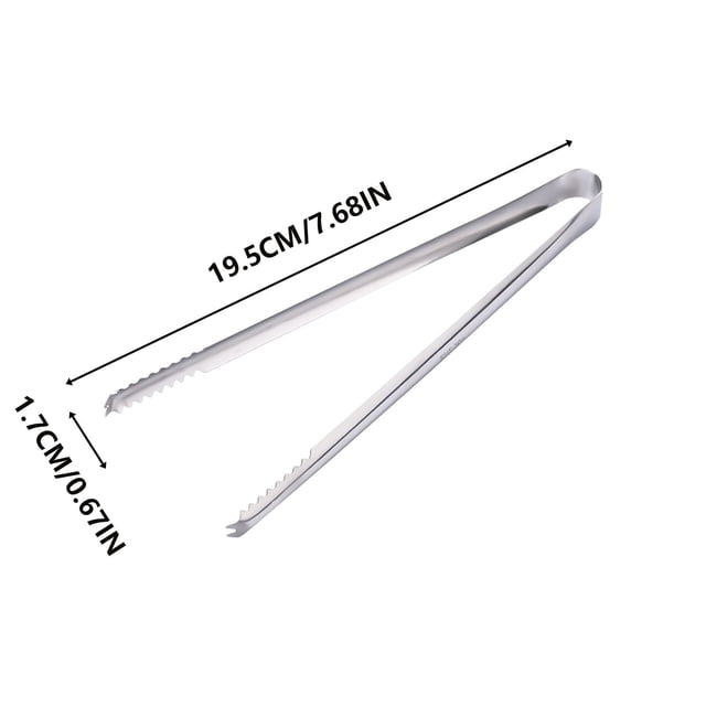 Pince à Glace en Acier Inoxydable 304 / Pinces Alimentaires Multi-Usages / Pince de Restaurant Résistante à la Rouille / Poignée Ergonomique / Forte Prise pour Glace, Pain, Viande / Lavable au Lave-Vaisselle / 83g / 1 Pce