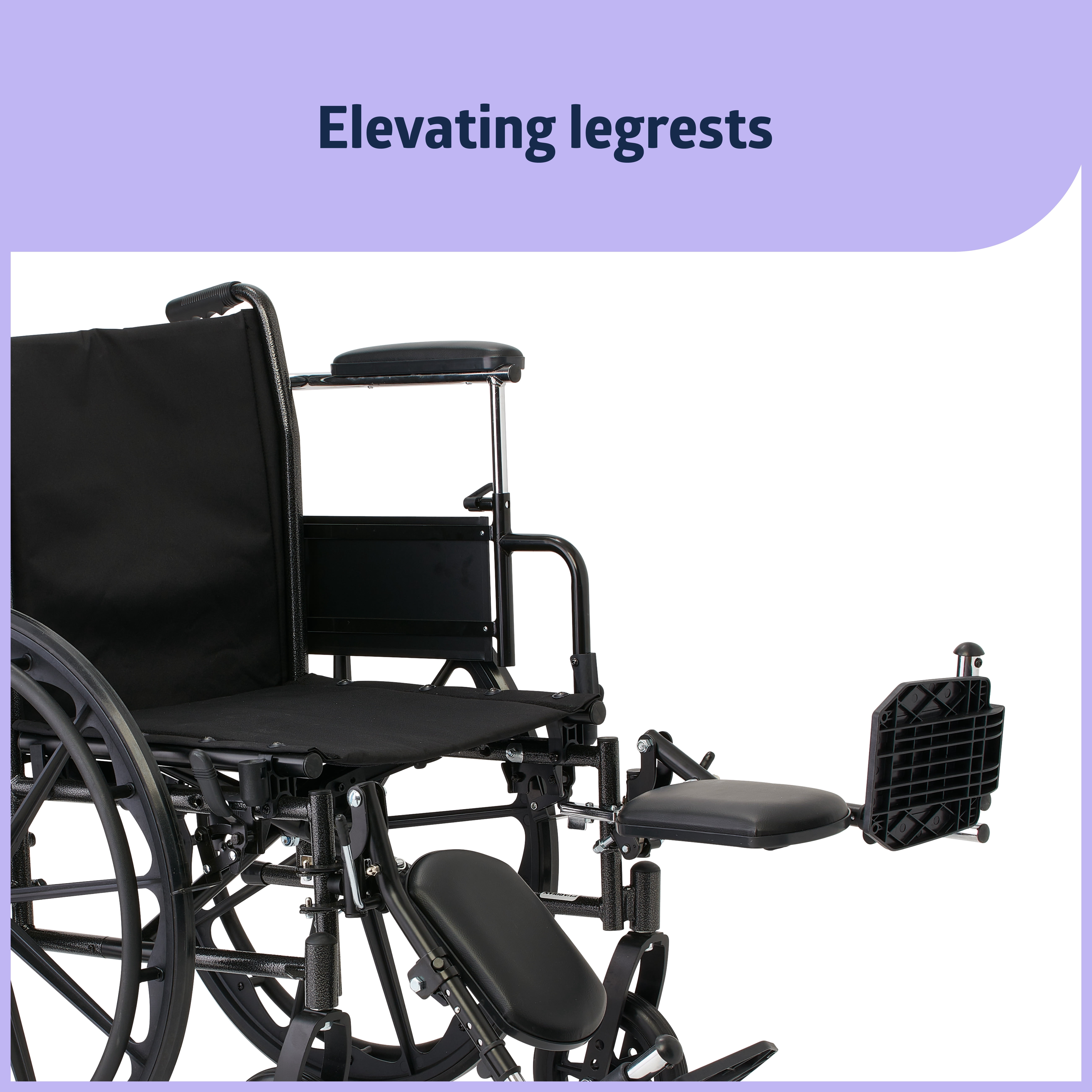 Medline K3 Adjustable Manual Wheelchair, Height-Adjustable Arms, Elevating Leg Rests, 18" Seat
