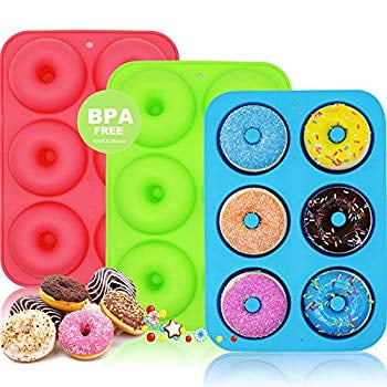 Non-Stick Silicone Doughnut Pan Set Set of 2 BPA Free and Dishwasher Safe Make Perfect Donut Cake Biscuit Bagels Walfos Silicone Donut Mold Just Pop Out Heat Resistant Up to 450°F 
