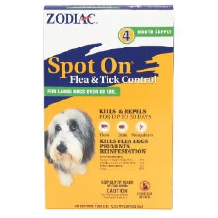 Zodiac Spot On Flea Control For Dogs Over 60 lbs 4 Tubes