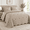 Taupe-King(102"x90"), variant on White Super King(120"x120") 3-Piece Oversized Floral Embroidery Reversible Quilt Bedding Set