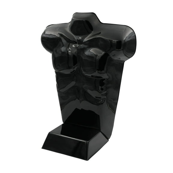 SSWBasics Economy Male Mannequin Torso - Black Plastic Countertop Shirt Mannequin Display - Fits Men's Sizes S-L - Shirt Form Torso Mannequin for Retail and Home Use