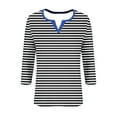 thumbnail image 5 of Jinhomg Womens 3/4 Sleeve T Shirts 2026 Trendy Striped Print Tunic Tops Casual Comfy V Neck Out Wear Tees Black L, 5 of 6