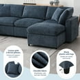 thumbnail image 6 of Harper & Bright Designs Modern Modular U-Shaped Sectional Sofa with Ottoman, Chenille 5 Seat Sectional Cloud Couch Free Combination for Living Room, Dark Blue, 6 of 16