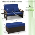 thumbnail image 3 of Costway Patio Rattan Daybed Set with Cushioned Loveseat & Storage Ottoman for Porch Navy + Mix Brown, 3 of 10