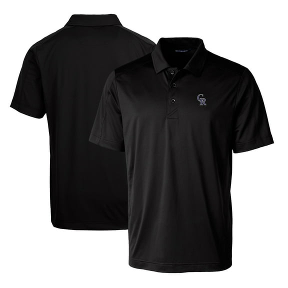 Men's Cutter & Buck Black Colorado Rockies Prospect Textured Stretch Big & Tall Polo