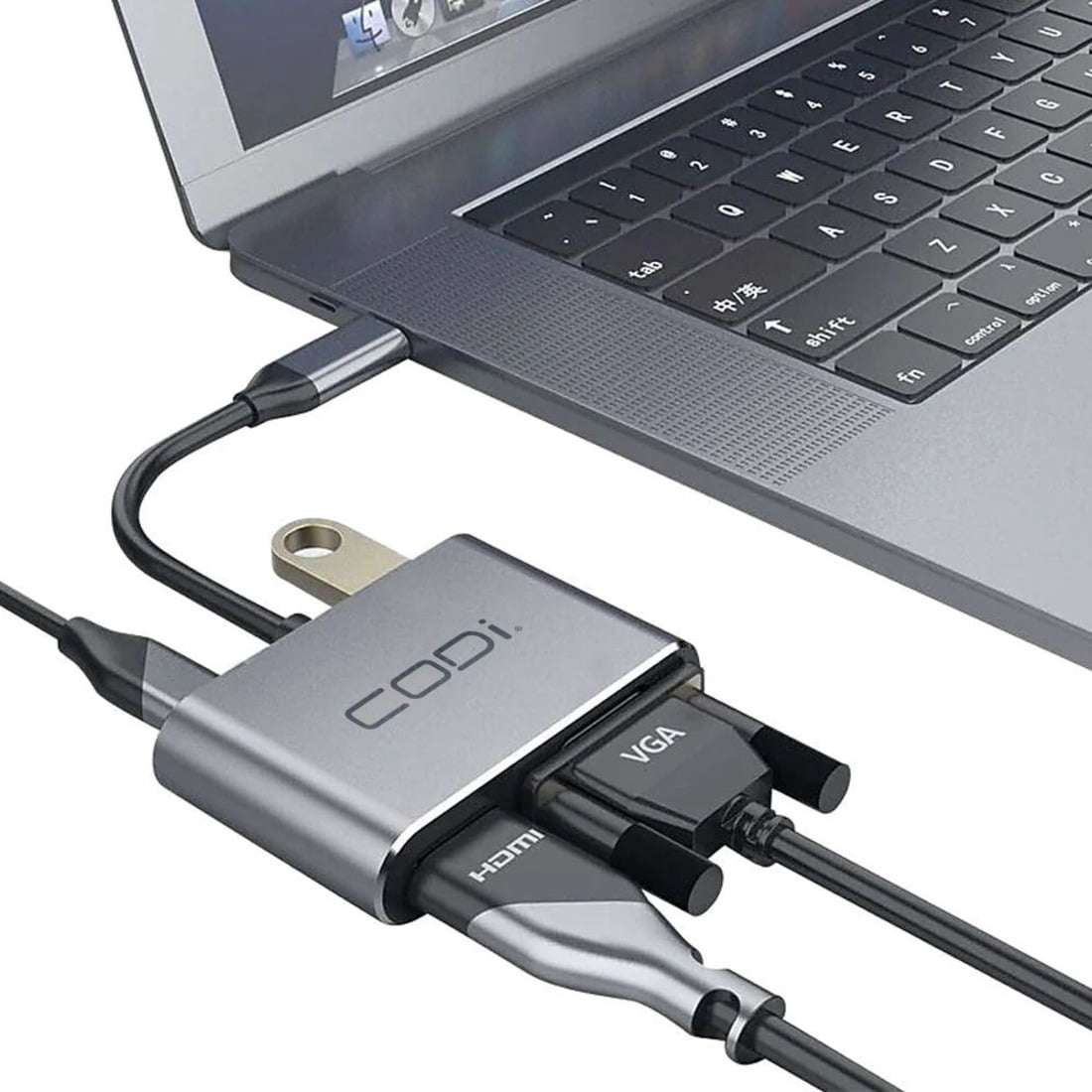 CODi 4-In-1 USB-C Display Adapter | HDMI 4K, VGA, USB-C PD 87W, USB-A 3.0