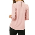thumbnail image 4 of MODA NOVA Juniors Stand Collar Pleated Button Keyhole Button Blouse, 4 of 7