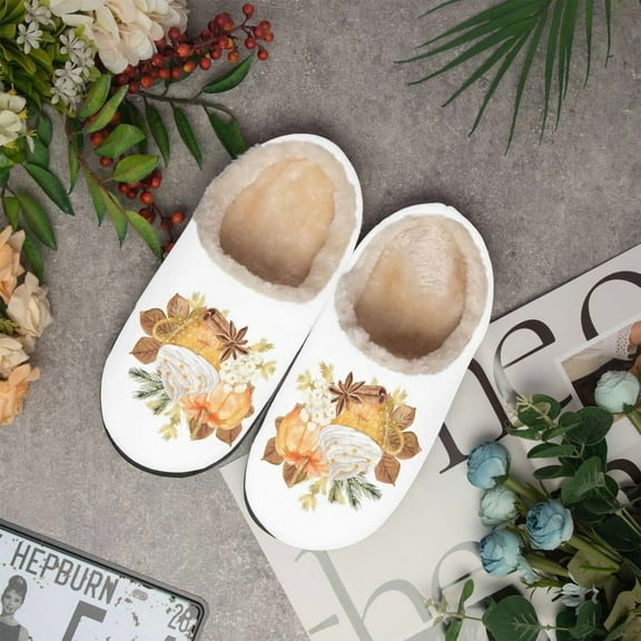 Fluffy Pumpkin Spice Latte Bedroom Slippers | Cozy Fall Slippers | Perfect Pair with Hoodie Blanket or Fleece Blanket
