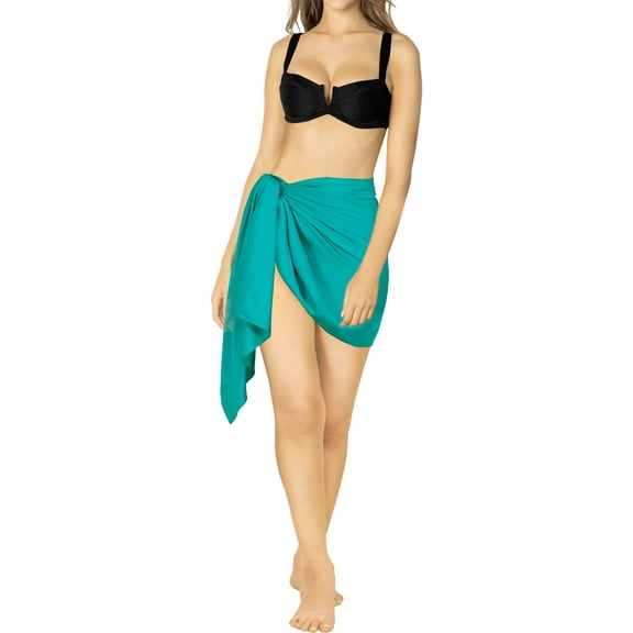 HAPPY BAY Women's Beachwear Summer Beach Wrap Bikini Wraps Sarong Coverups Skirt Cover up Swimwear Coverups for Women One Size Short Shamrock Green_G135