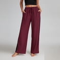 thumbnail image 2 of Enjoytime Wide Leg Pants Woman Solid Color Drawstring Waist Trousers Workout Loose Pants with Pockets, 2 of 8