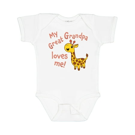 

Inktastic My Great Grandpa Loves Me- Cute Giraffe Boys or Girls Baby Bodysuit