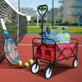thumbnail image 1 of Collapsible Folding Utility Wagon Cart with Wheels for Kids, Collapsible Folding Outdoor Beach Wagon w/adjustable handle, Beach Wagon for Camping, Concerts, Sporting Events, Beach, Red, S10480, 1 of 8
