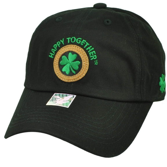 Happy Together Shamrocks Clover Leaf Black Relaxed Hat Cap Lucky Adjustable