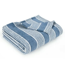 Tirrinia Striped Acrylic Blanket TV Throw 50" x 60", Super Soft Warm Comfy Blankets Bedding Couch Cabin Decorative All Season Throws, Blue