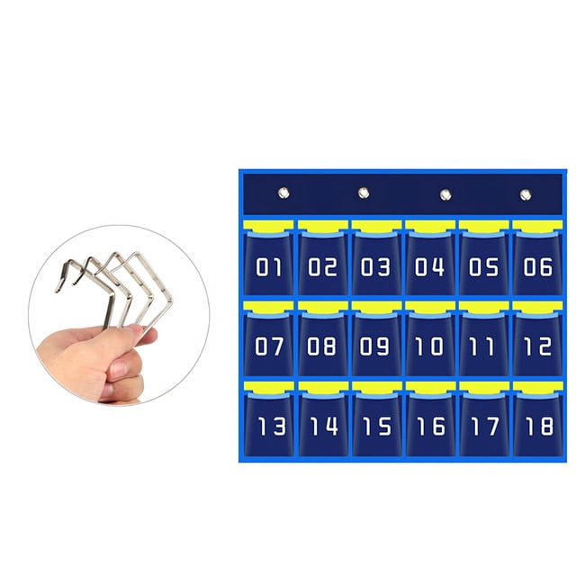 Muka Numbered Pocket Chart, Wall Pocket Organizer for Cell Phones Calculator Holders, 18 Pockets