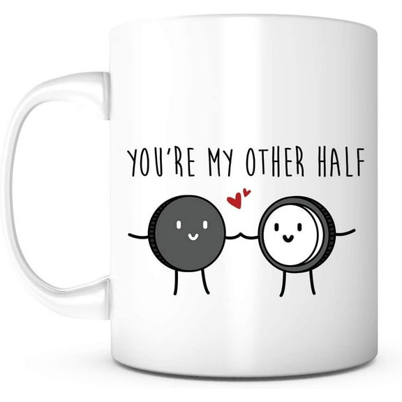 YOU'RE MY OTHER HALF Coffee Mug Valentine's Day Unique Gifts For Men or Women, Him or Her Cool Present Idea For Mom, Dad, Kids, Son, Daughter, Husband, Wife, Boss or Friends