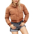 thumbnail image 3 of Fangasis Ladies Short Coat Long Sleeve Thickened Jacket Zipper Cardigan Outwear Women Fashion Casual Winter Warm Orange S, 3 of 8
