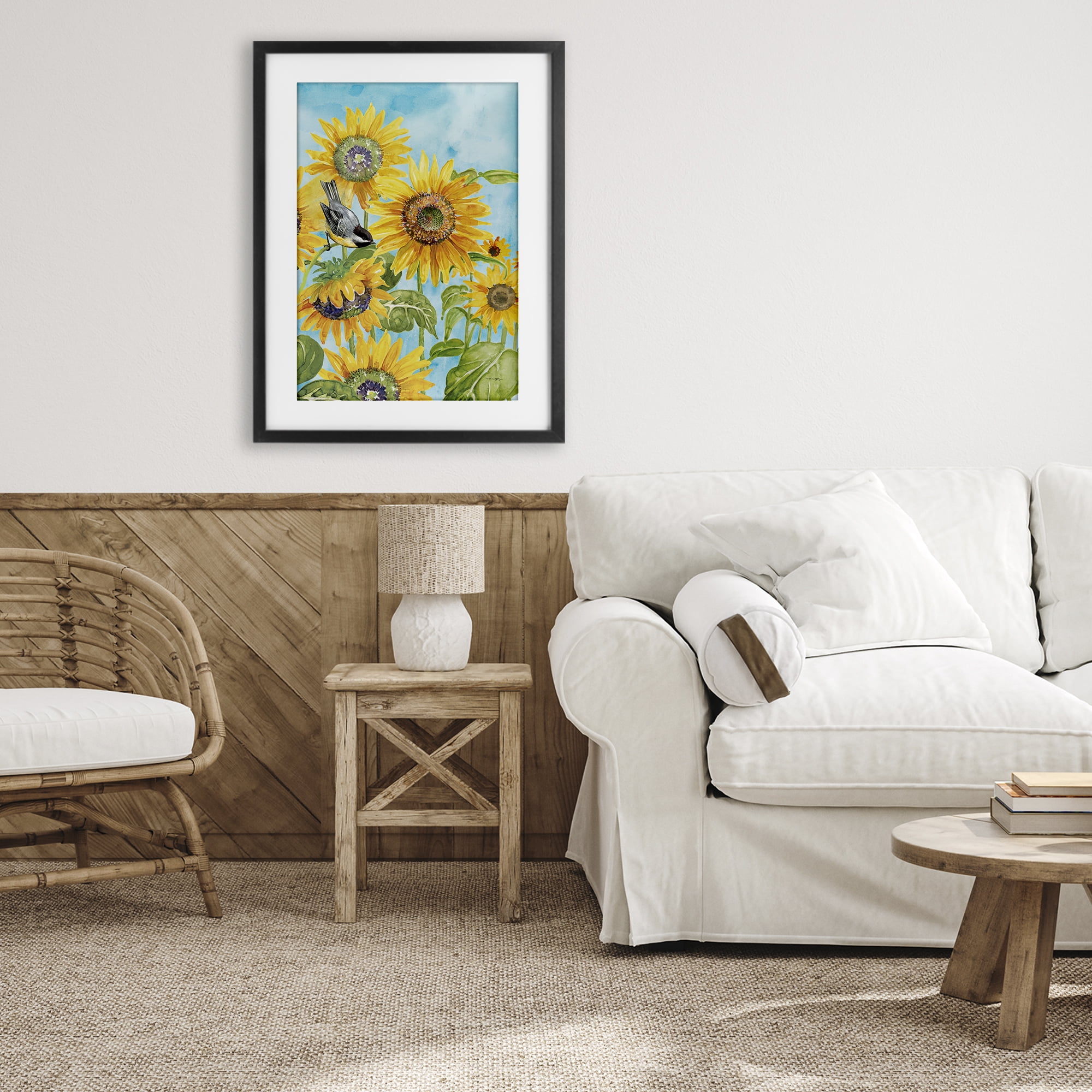 Stupell Industries Sunflower Honey Bird Black Framed Print Under Glass, design by Tim Coffey