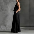 thumbnail image 5 of Guluxicc 2 Piece Womens Outfit Sets Halter Neck Sleeveless Twist Knot Top High Waist Wide Leg Pants with Pockets Outfits for Casual Wear, 5 of 6