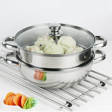 Moaere Classic Stainless Steel 3 Tier Steamer Pot Steaming Cookware Saucepot Rice Cooker Double Boilder with Visible
