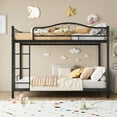 thumbnail image 3 of Metal Bunk Bed Twin Over Twin, Bunkbeds Frame with Safety Guard Rails, Steel Bed for School, Bedroom Space-Saving, Black, 3 of 7