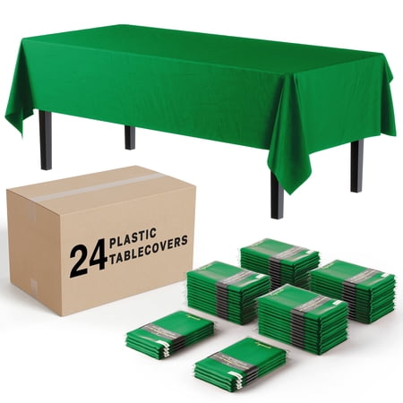 24 Pack - Exquisite Disposable Emerald Green Plastic Tablecloth Cover - Heavy Duty - 54 x 108