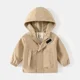 thumbnail image 4 of Gabardinas para niños, prendas de vestir exteriores para niños, chaqueta cortavientos informal, Otoño Invierno, ropa para bebés, cazadora cálido de lana con capucha, 4 of 5